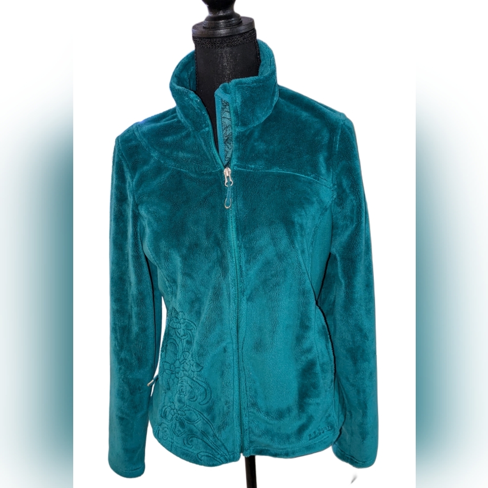 LL Bean full zip fleece/velour jacket